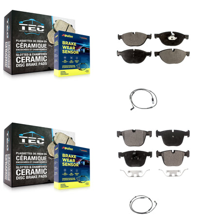 Front Rear Ceramic Disc Brake Pads And Wear Sensors Kit For 2009 BMW 750i 750Li KTW-100339