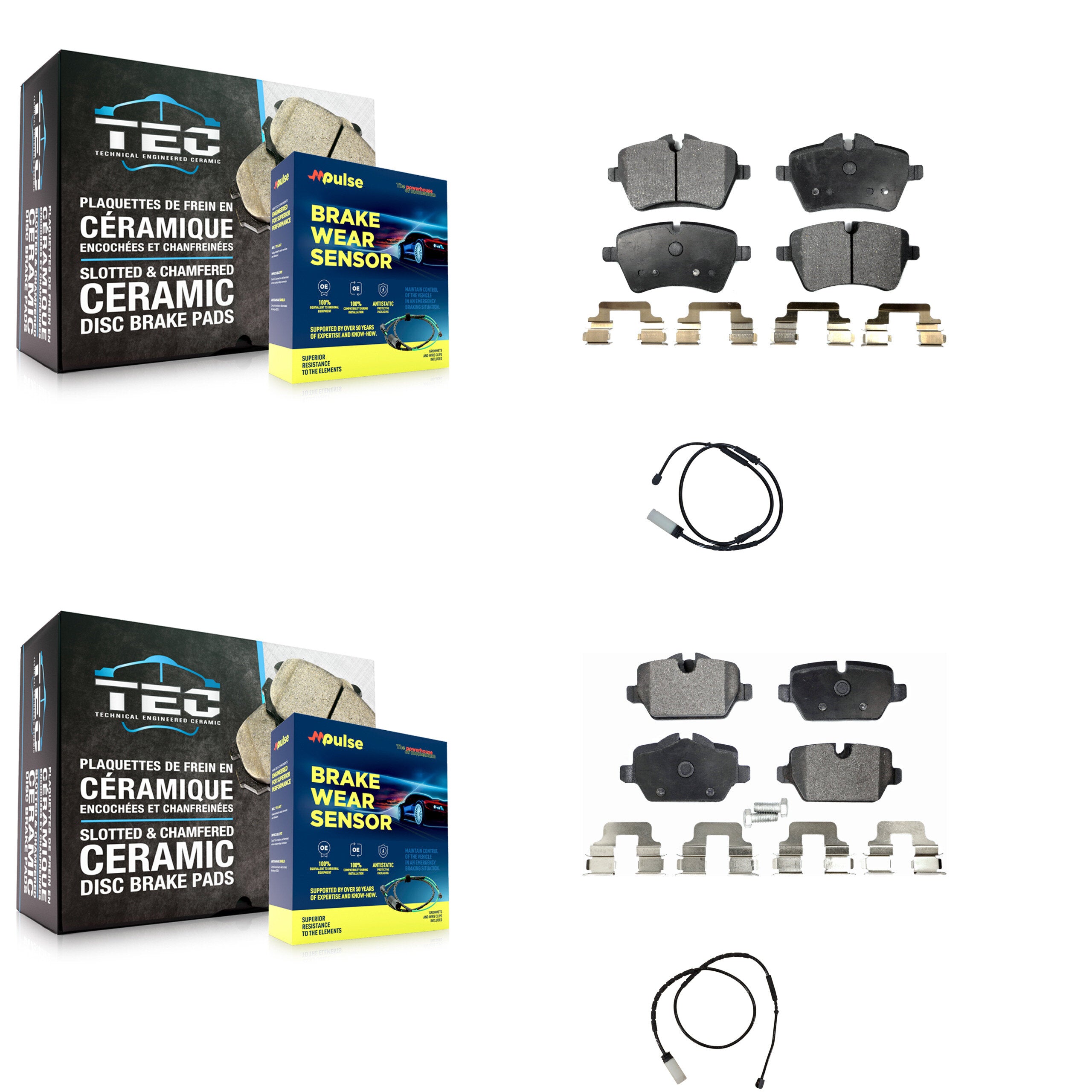 Front Rear Ceramic Disc Brake Pads And Wear Sensor Kit For Mini Cooper Countryman Paceman KTW-100341