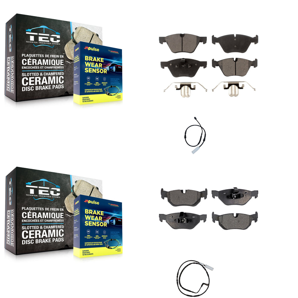 Front Rear Ceramic Disc Brake Pads And Wear Sensors Kit For BMW 128i 3.0L KTW-100343