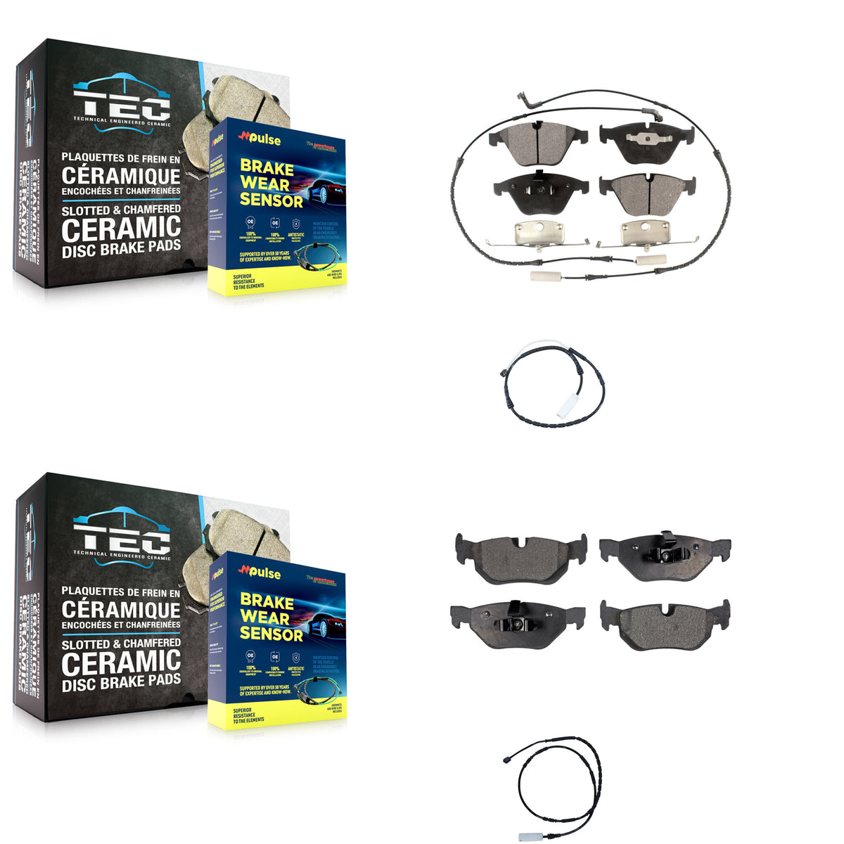 Front Rear Ceramic Disc Brake Pad And Extra Wear Sensor Kit For 2012 BMW 328i xDrive 3.0L KTW-100346