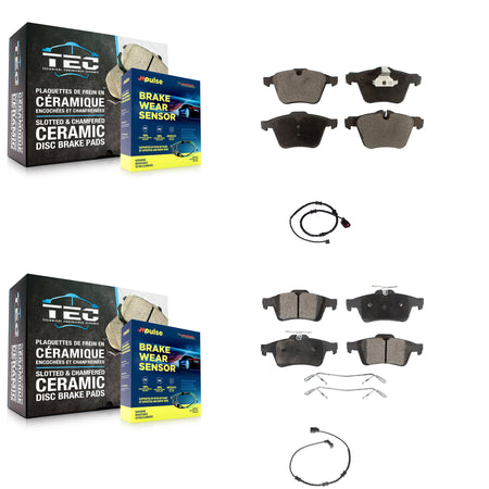 Front Rear Ceramic Brake Pad Wear Sensor Kit For Jaguar XJ Base L Portfolio with AWD 3.0L KTW-100365