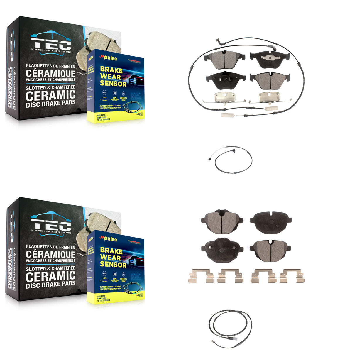 Front Rear Ceramic Disc Brake Pads And Extra Wear Sensors Kit For BMW Z4 KTW-100370