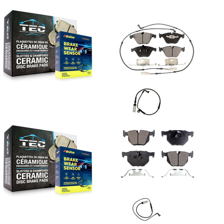 Front Rear Ceramic Brake Pads & Extra Wear Sensor Kit For BMW 535i xDrive Wagon with 3.0L KTW-100378