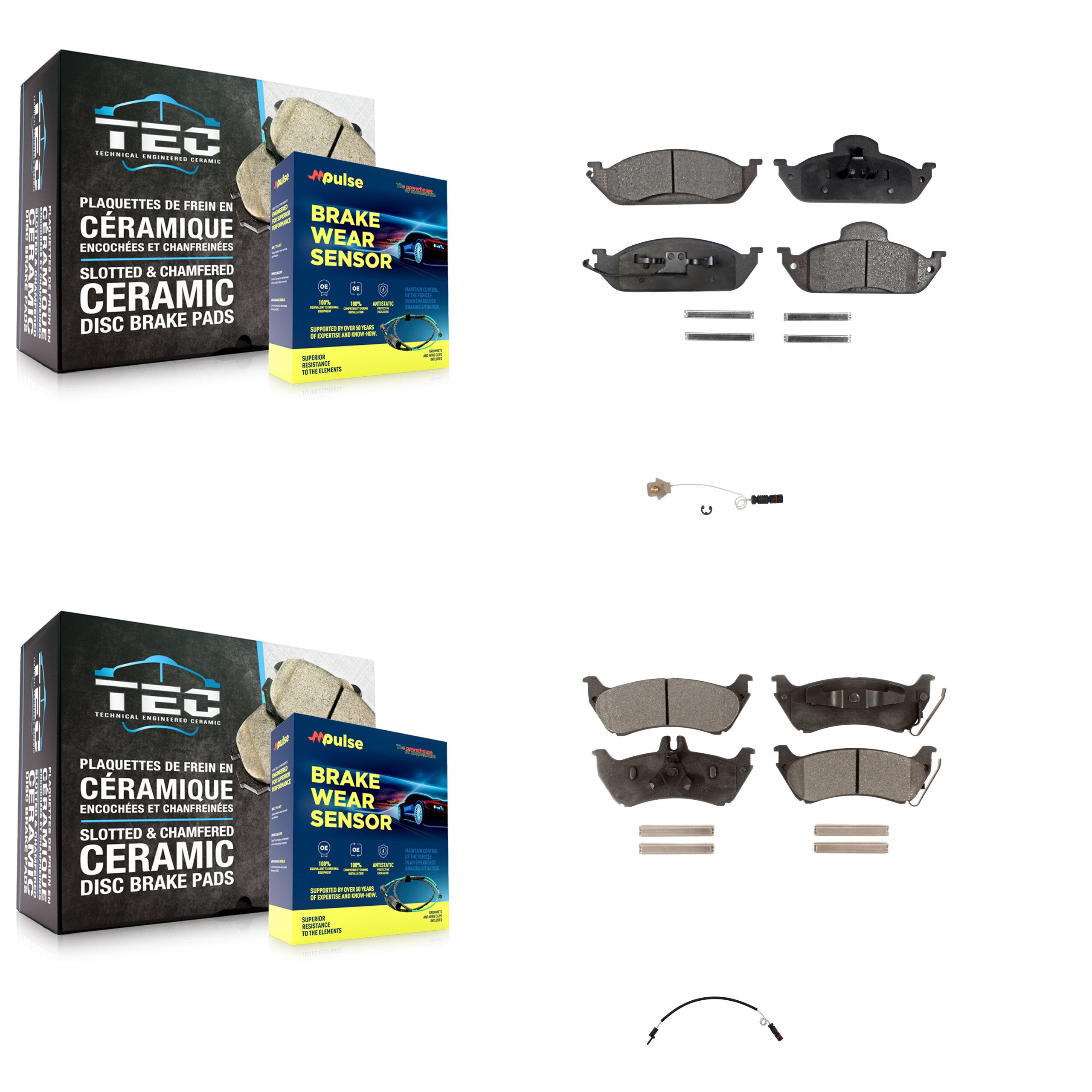 Front Rear Ceramic Disc Brake Pad And Wear Sensor Kit For Mercedes-Benz ML320 ML350 ML430 KTW-100379