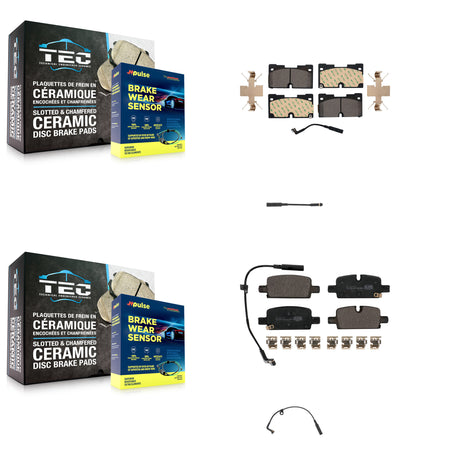 Front Rear Ceramic Brake Pad Extra Wear Sensor Kit For GMC Chevrolet Silverado 1500 Yukon KTW-100385