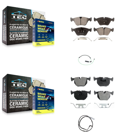 Front Rear Ceramic Disc Brake Pads And Wear Sensors Kit For 2005 BMW 330xi 3.0L KTW-100391