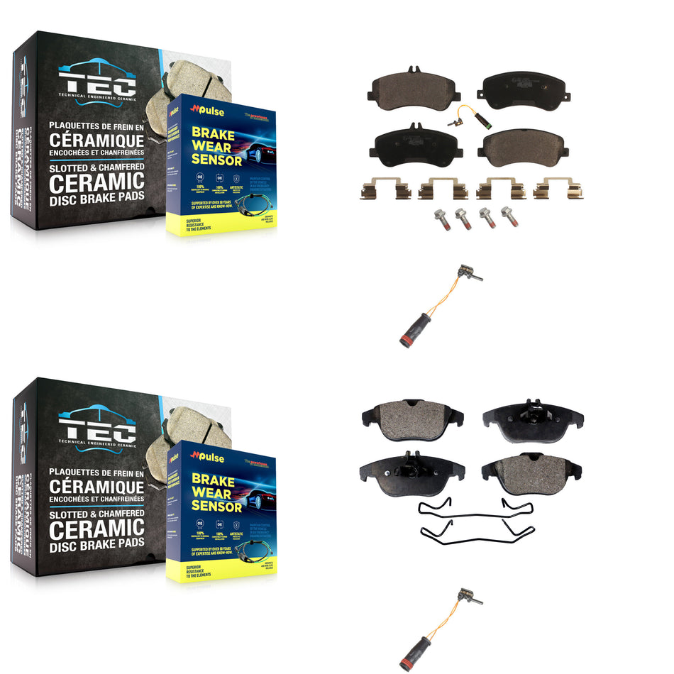 Front Rear Ceramic Disc Brake Pad & Extra Wear Sensor Kit For Mercedes-Benz GLK350 GLK250 KTW-100396