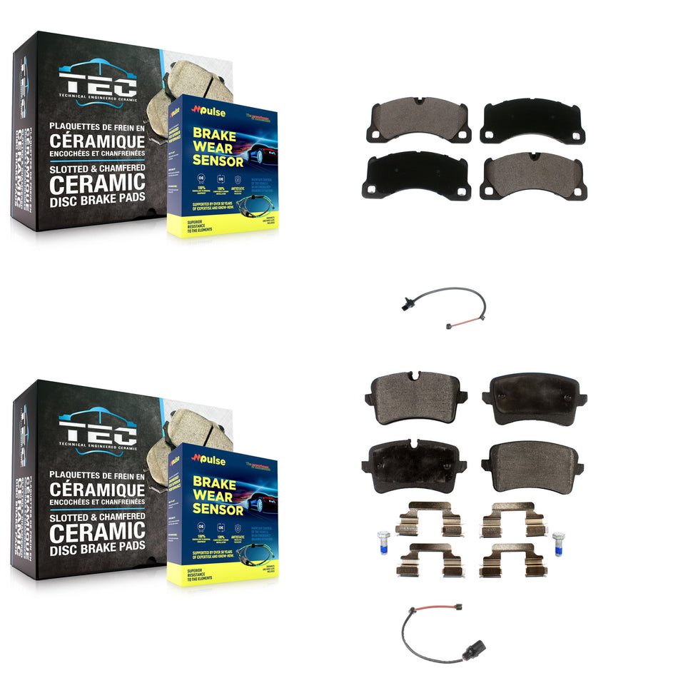 Front Rear Ceramic Disc Brake Pads & Wear Sensor Kit For Porsche Macan with Rotor KTW-100409