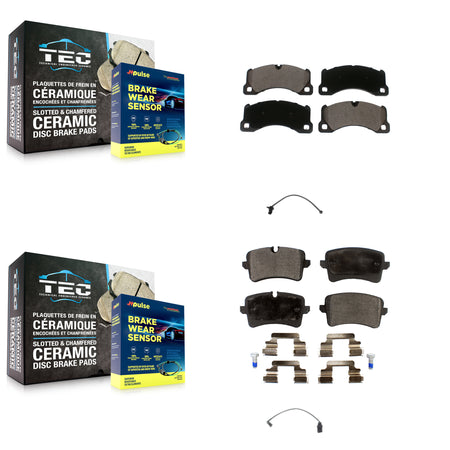 Front Rear Ceramic Disc Brake Pads Wear Sensor Kit For Porsche Macan except Rotor KTW-100410
