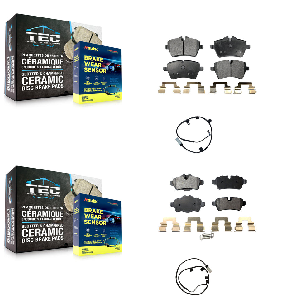 Front Rear Ceramic Disc Brake Pads And Wear Sensors Kit For Mini Cooper KTW-100431