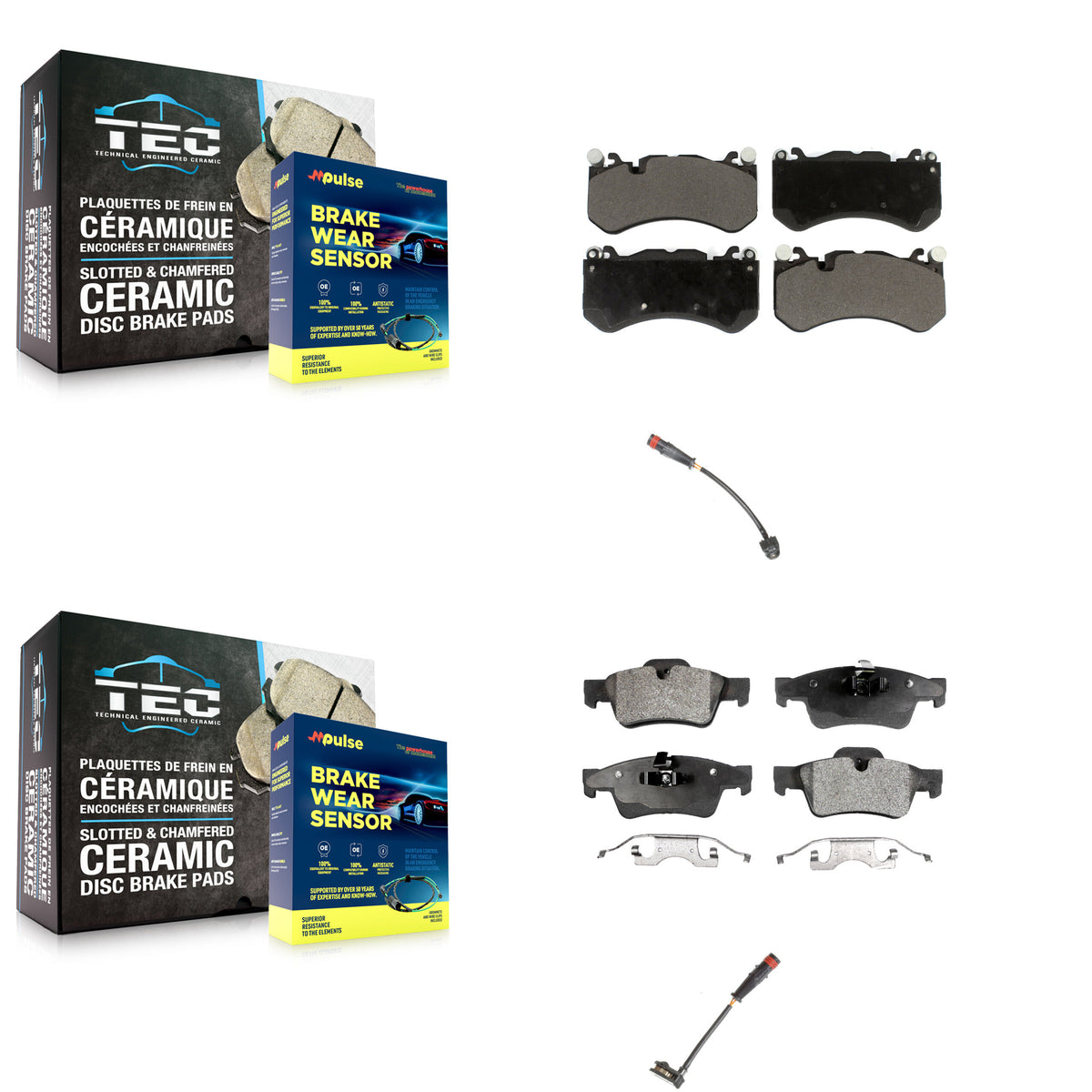 Front Rear Ceramic Disc Brake Pads And Wear Sensors Kit For Mercedes-Benz G63 AMG G65 KTW-100434