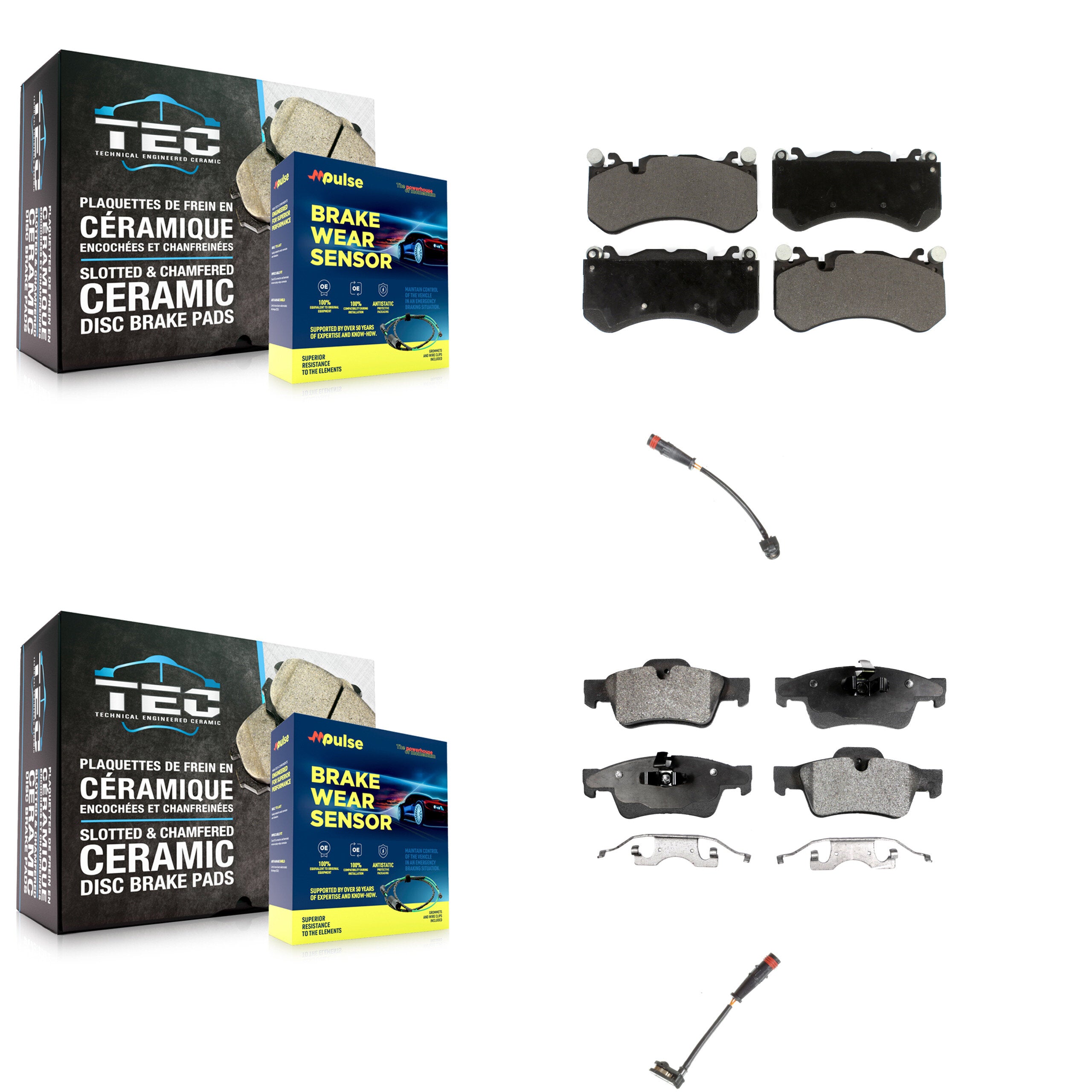 Front Rear Ceramic Disc Brake Pads And Wear Sensors Kit For Mercedes-Benz G63 AMG G65 KTW-100434