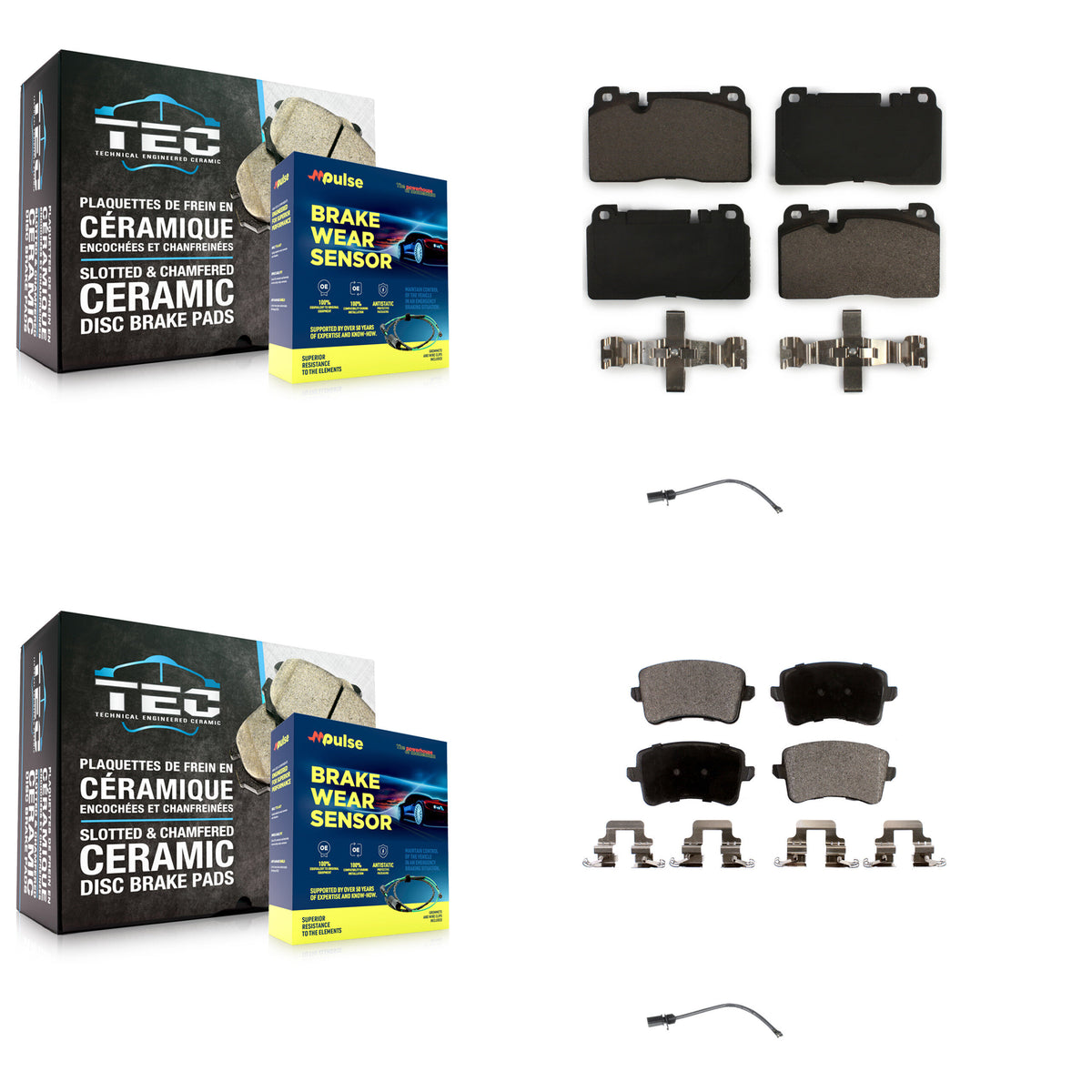 Front Rear Ceramic Disc Brake Pads And Wear Sensors Kit For Audi Q5 To 5 3 2015 KTW-100437
