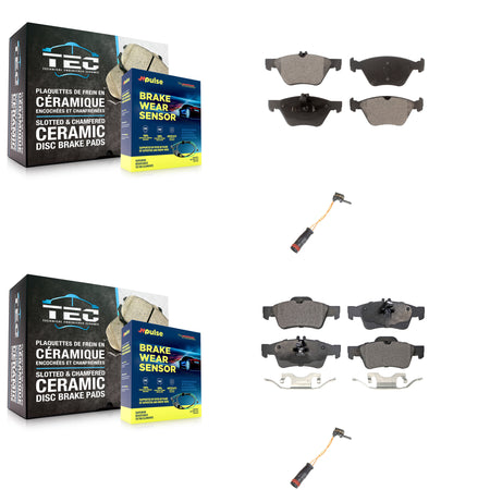 Front Rear Ceramic Disc Brake Pads And Wear Sensors Kit For Mercedes-Benz E350 E300 KTW-100449
