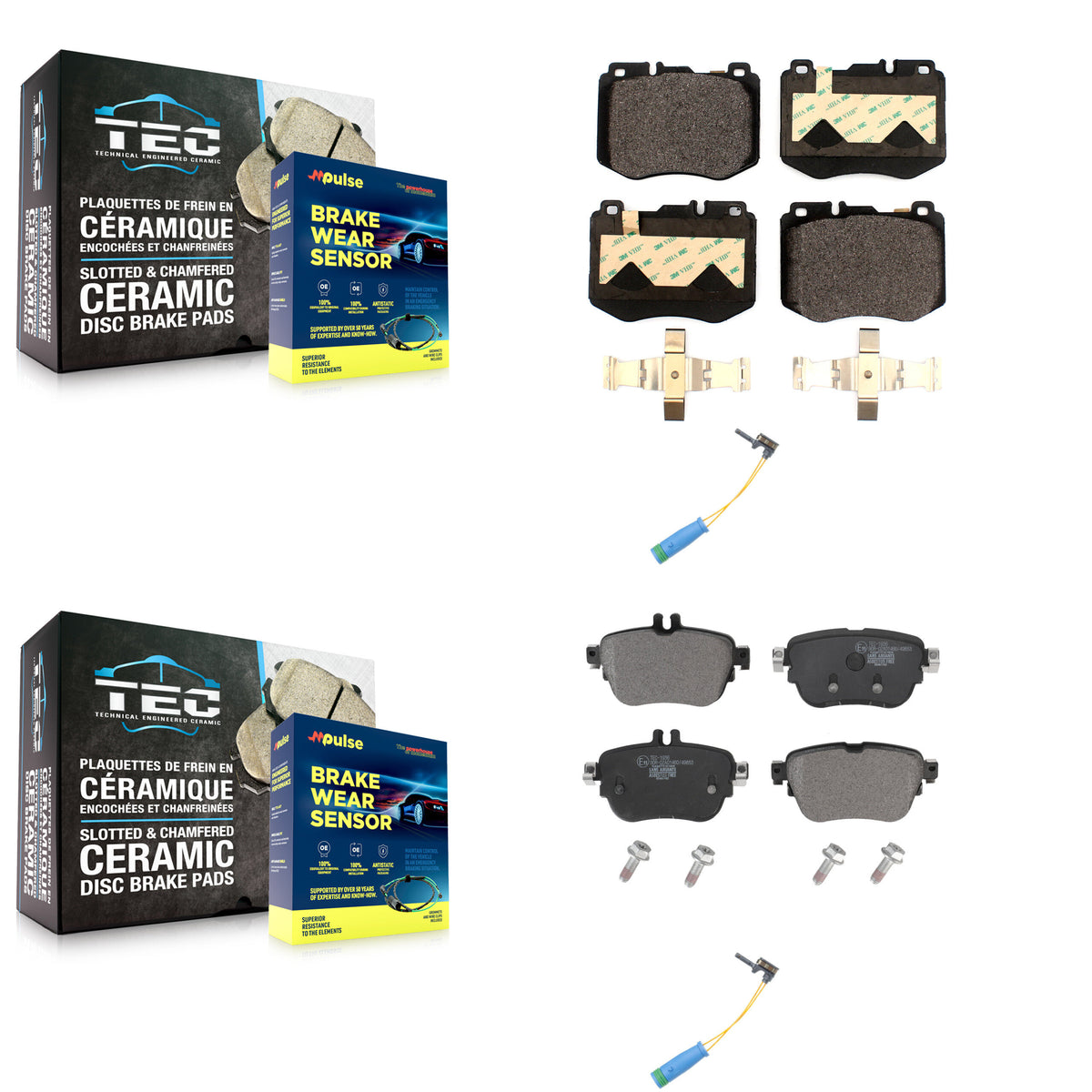 Front Rear Ceramic Brake Pad Wear Sensor Kit For Mercedes-Benz E300 Without Sport Package KTW-100459