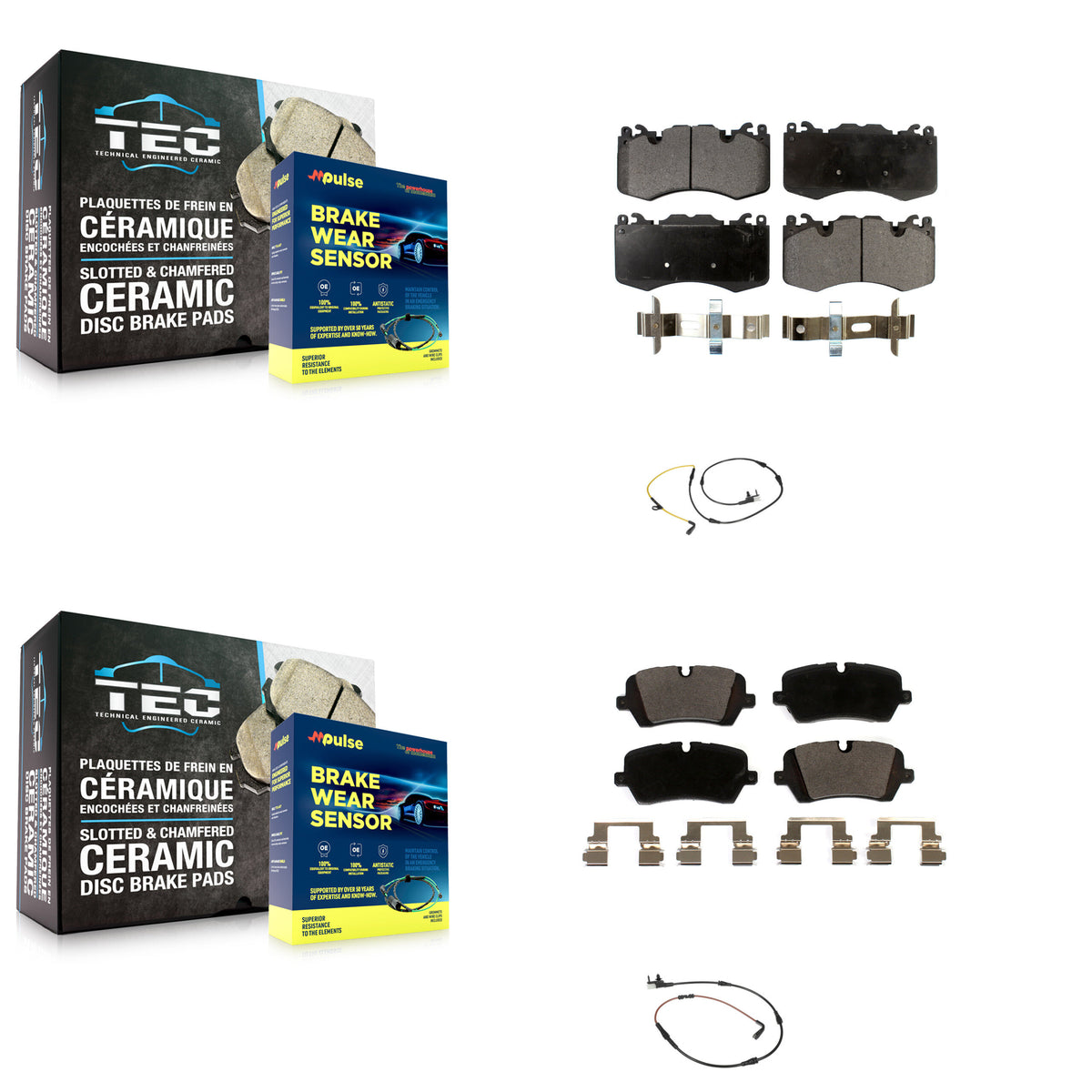 Front Rear Ceramic Disc Brake Pads And Wear Sensors Kit For Land Rover Range Sport KTW-100463