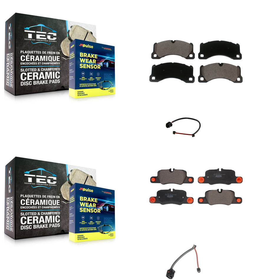 Front Rear Ceramic Brake Pad Wear Sensor Kit For 2010 Porsche Panamera with Rotor KTW-100467
