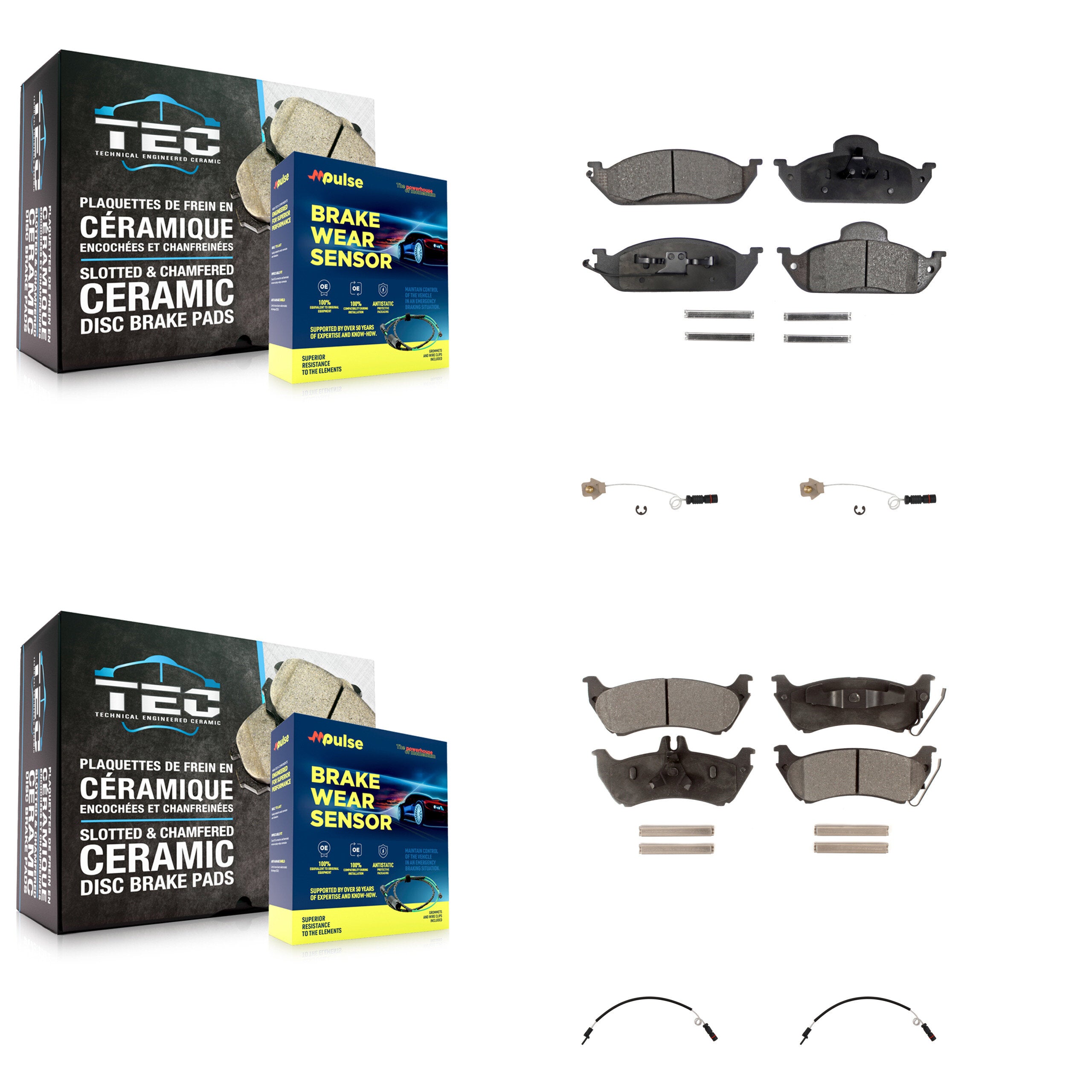 Front Rear Ceramic Disc Brake Pad And Wear Sensor Kit For Mercedes-Benz ML320 ML350 ML430 KTW-100469