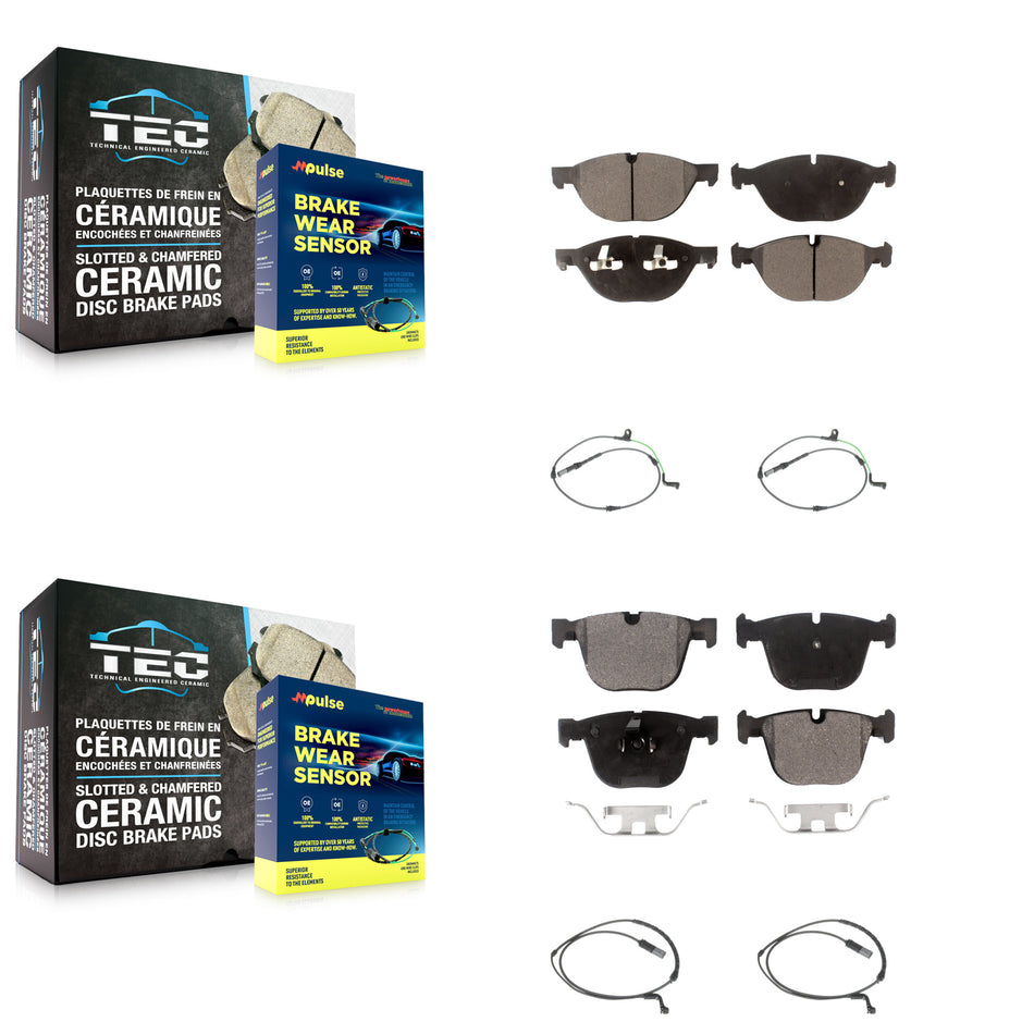 Front Rear Ceramic Disc Brake Pads And Wear Sensors Kit For BMW X6 xDrive50i with 4.4L KTW-100472