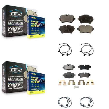 Front Rear Ceramic Disc Brake Pads And Wear Sensors Kit For 2015 Mini Cooper 1.6L KTW-100476