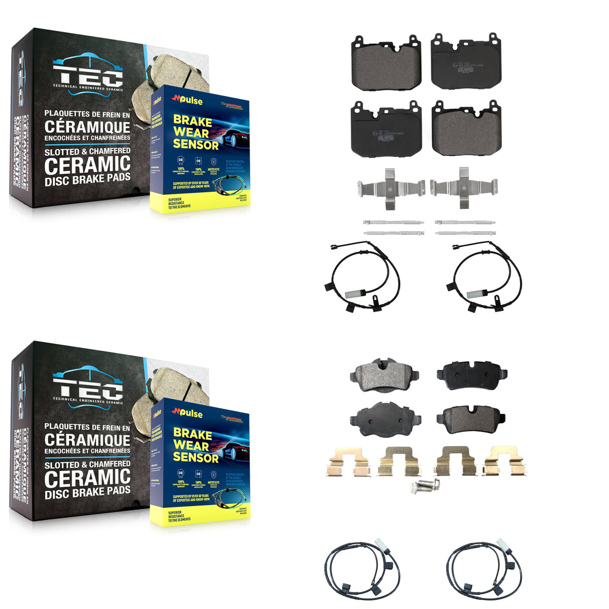 Front Rear Ceramic Disc Brake Pads And Wear Sensors Kit For Mini Cooper KTW-100477