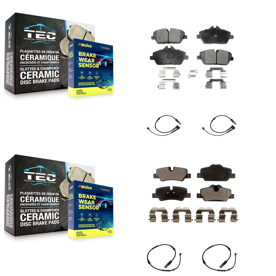 Front Rear Ceramic Disc Brake Pads And Wear Sensors Kit For Mini Cooper KTW-100479