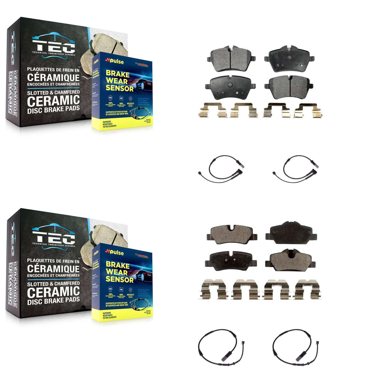 Front Rear Ceramic Disc Brake Pads And Wear Sensors Kit For Mini Cooper KTW-100480