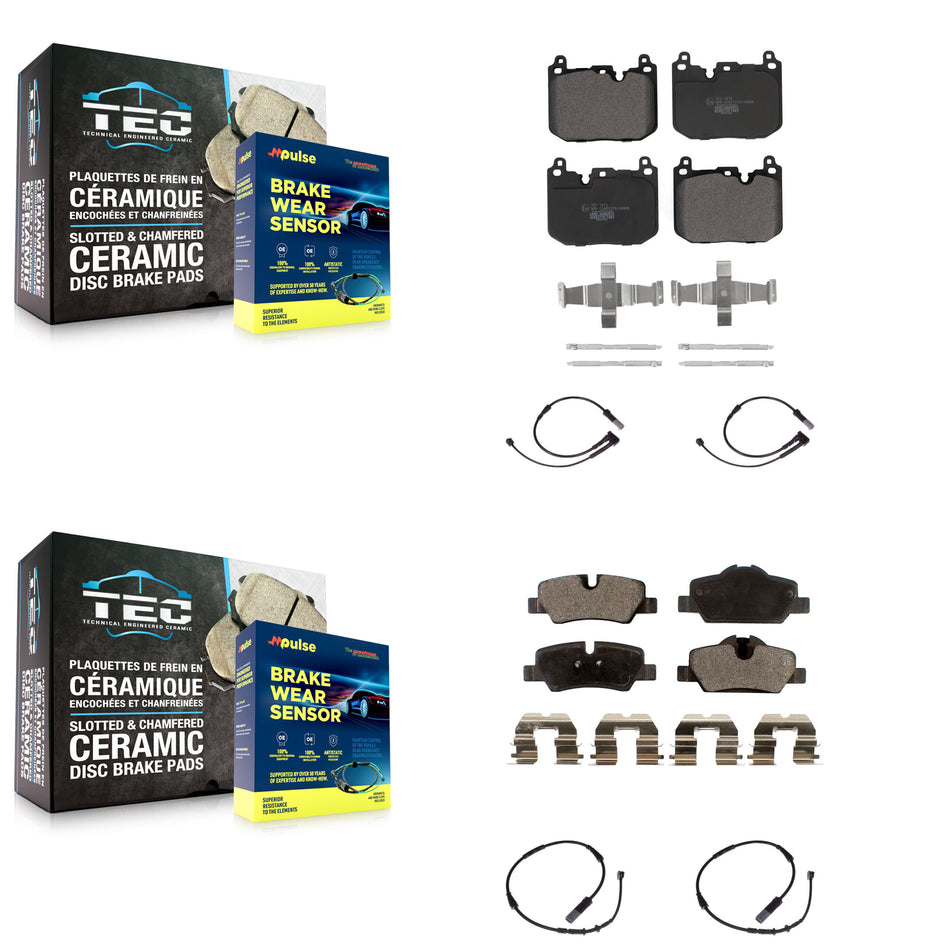 Front Rear Ceramic Disc Brake Pads And Wear Sensors Kit For Mini Cooper KTW-100481