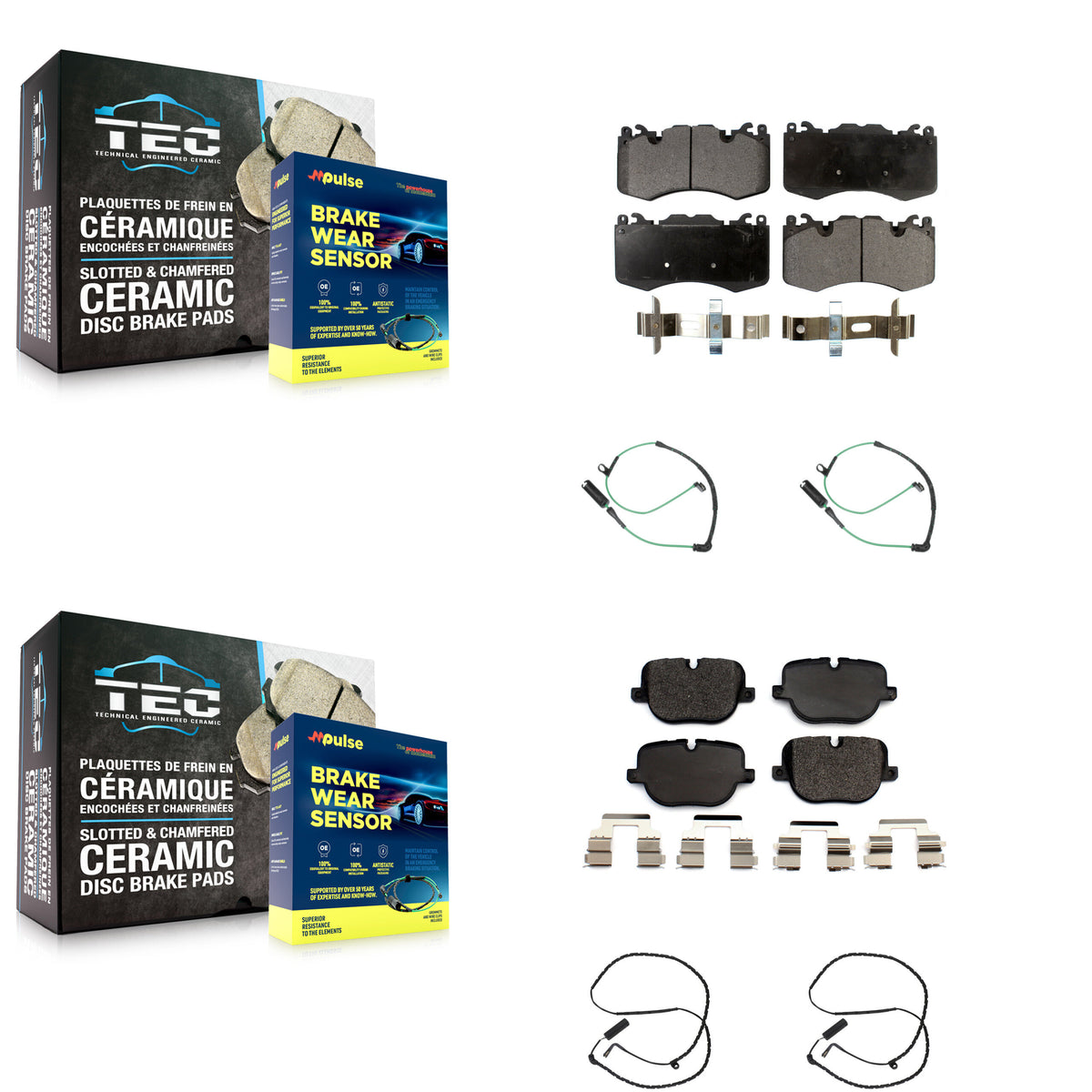 Front Rear Ceramic Disc Brake Pads And Wear Sensors Kit For Land Rover Range KTW-100483