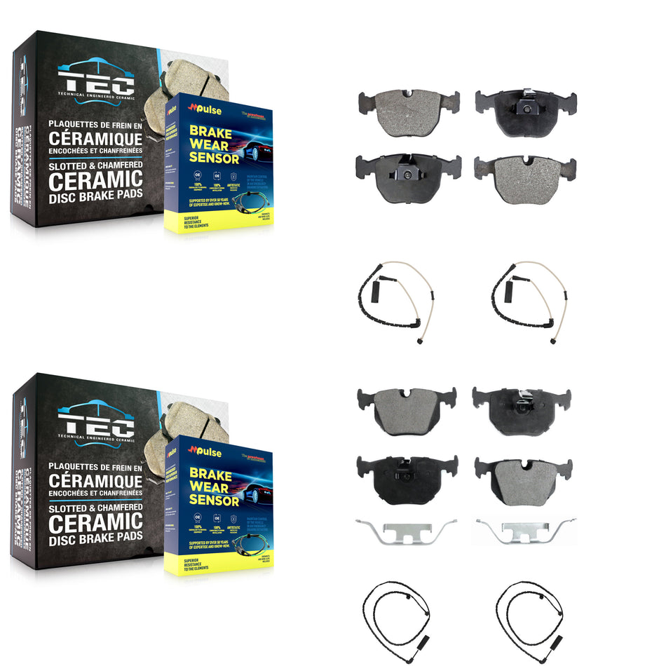 Front Rear Ceramic Disc Brake Pads And Wear Sensors Kit For Land Rover Range KTW-100484