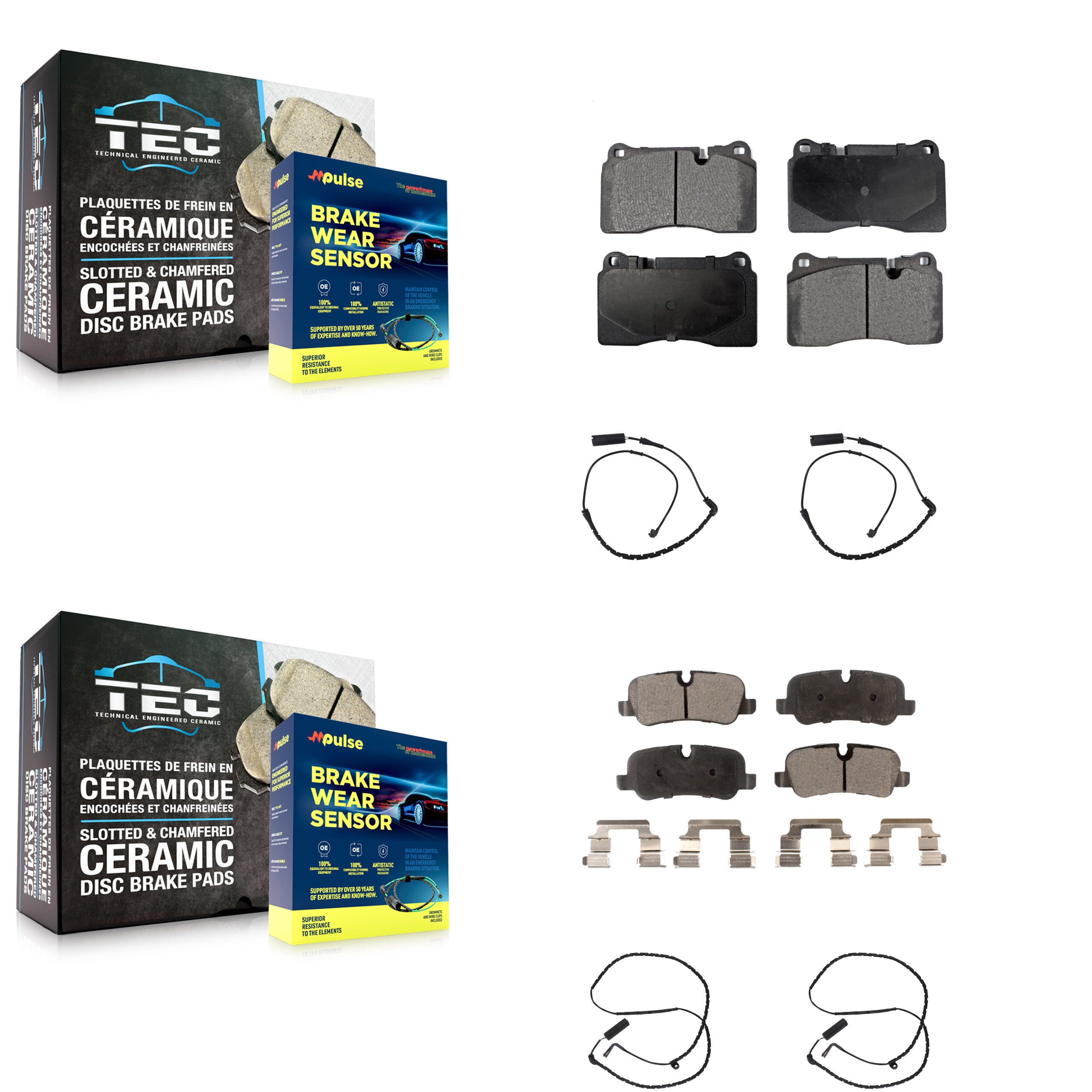 Front Rear Ceramic Brake Pads Wear Sensor Kit For Land Rover Range 4.2L with Supercharged KTW-100486