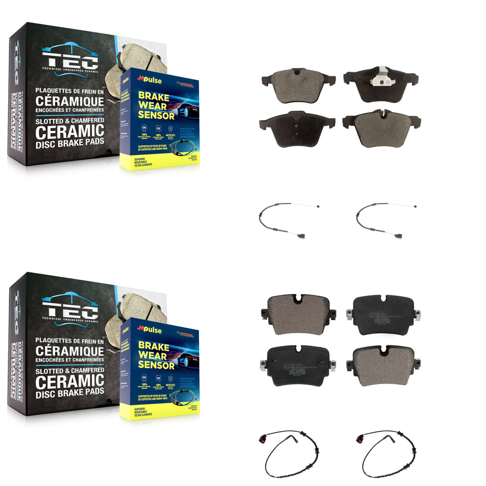 Front Rear Ceramic Disc Brake Pads And Wear Sensors Kit For Jaguar F-Type KTW-100502