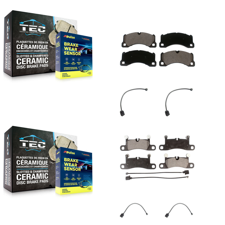 Front Rear Ceramic Disc Brake Pads Extra Wear Sensor Kit For Porsche Cayenne with Harness KTW-100509