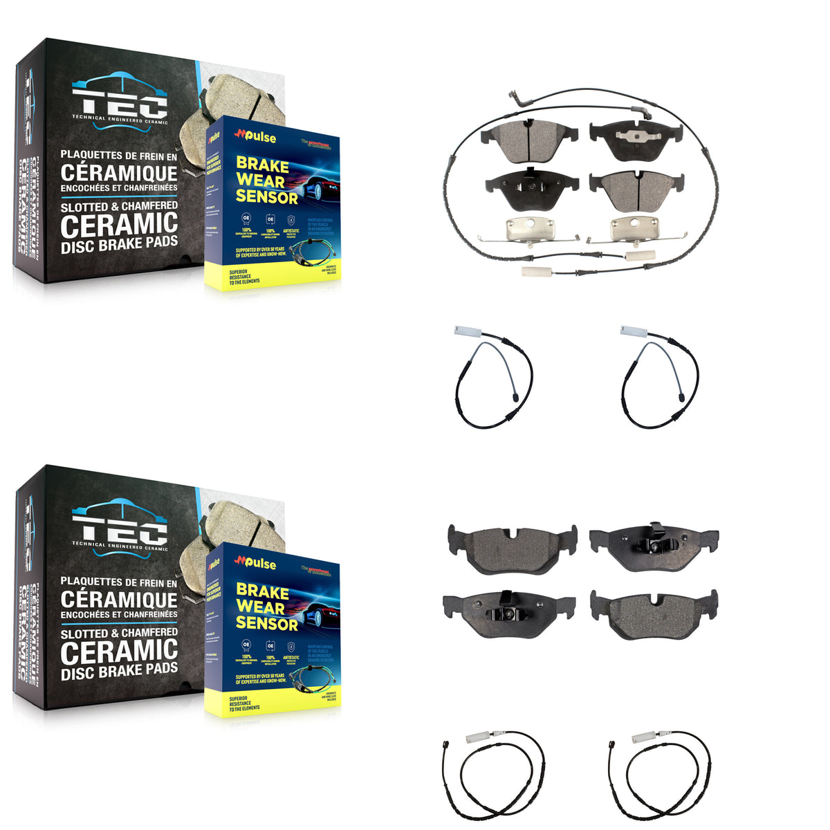 Front Rear Ceramic Disc Brake Pads And Extra Wear Sensors Kit For BMW X1 KTW-100511