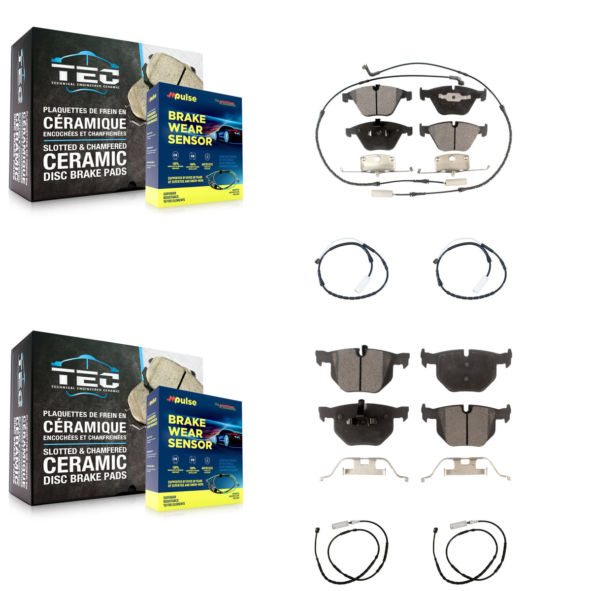Front Rear Ceramic Brake Pads Extra Wear Sensor Kit For 13 BMW X1 xDrive35i with AWD 3.0L KTW-100512
