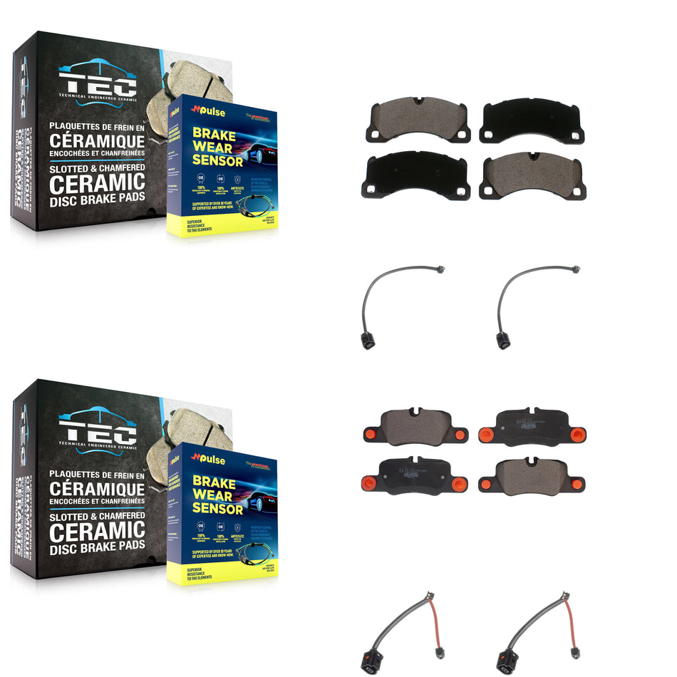 Front Rear Ceramic Disc Brake Pads And Wear Sensors Kit For Porsche Panamera KTW-100519