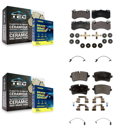 Front Rear Ceramic Disc Brake Pads And Wear Sensors Kit For Audi S6 S7 KTW-100530
