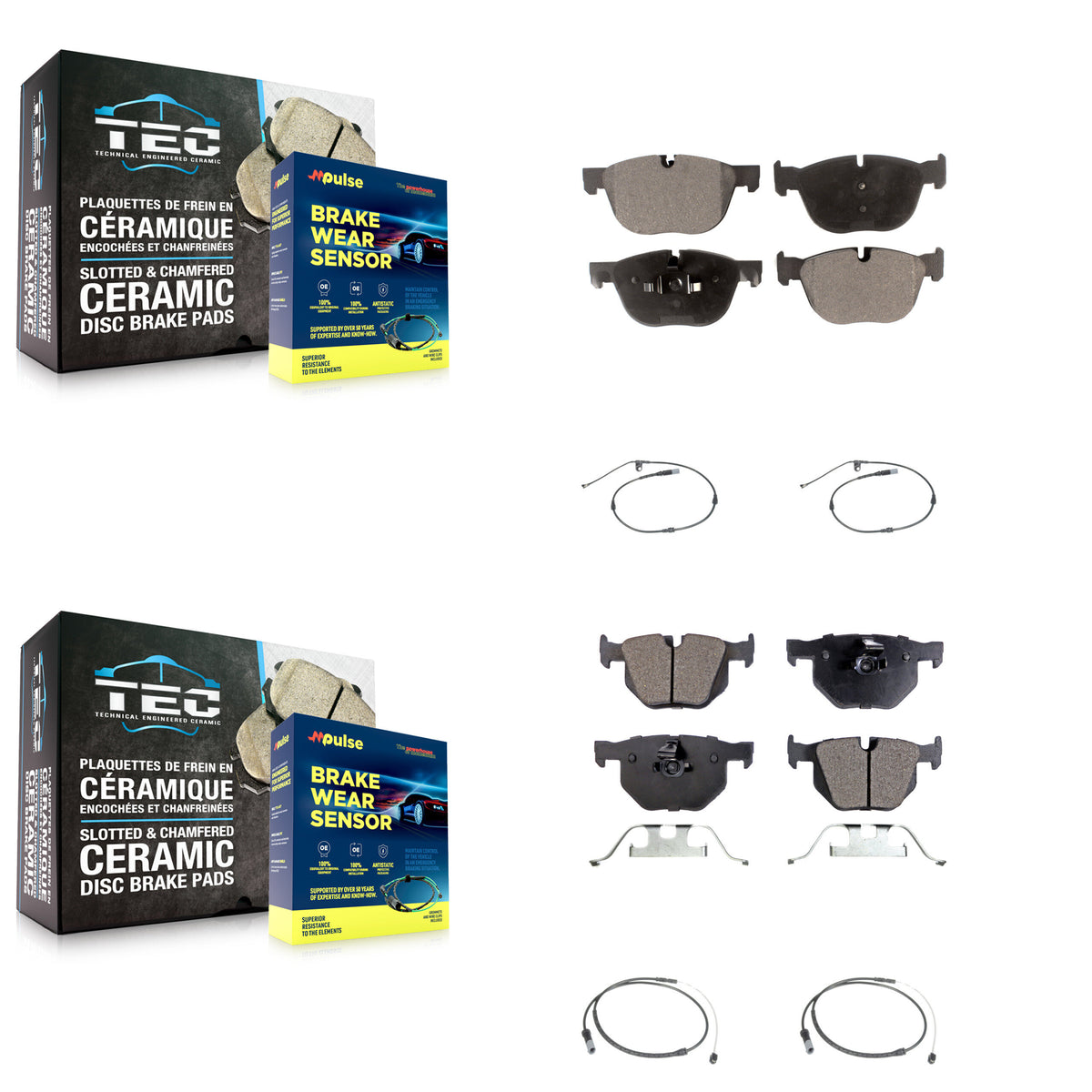 Front Rear Ceramic Disc Brake Pads And Wear Sensors Kit For BMW X5 X6 KTW-100533
