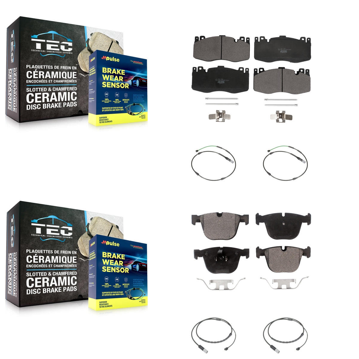 Front Rear Ceramic Disc Brake Pads And Wear Sensors Kit For BMW X6 M with 4.4L KTW-100536