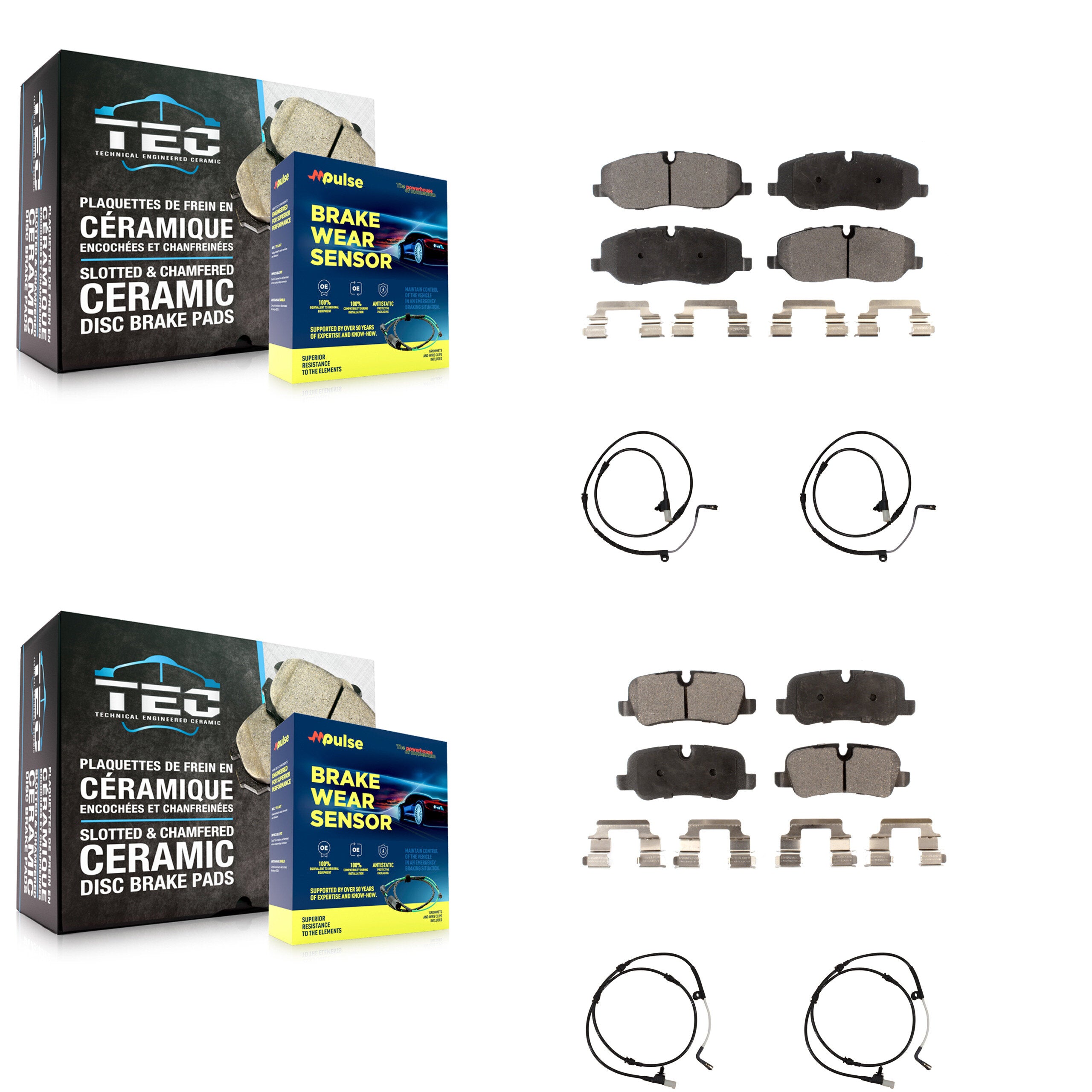 Front Rear Ceramic Disc Brake Pads And Wear Sensors Kit For Land Rover Range Sport KTW-100539