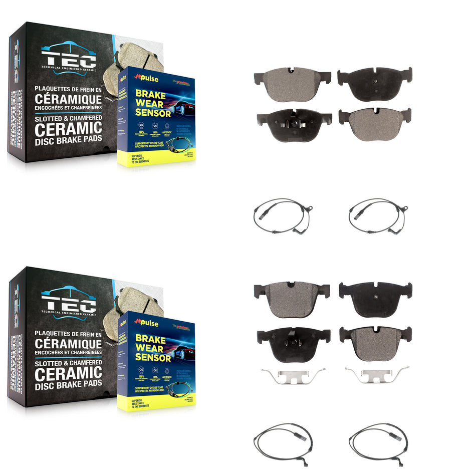 Front Rear Ceramic Disc Brake Pads And Wear Sensors Kit For BMW X5 X6 KTW-100541