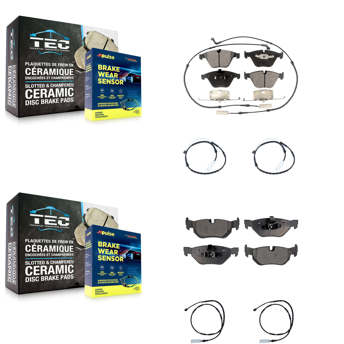 Front Rear Ceramic Disc Brake Pad And Extra Wear Sensor Kit For 2012 BMW 328i xDrive 3.0L KTW-100545
