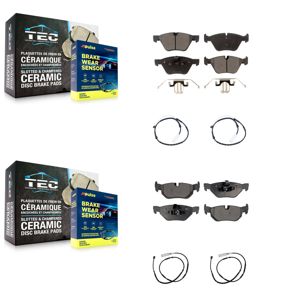 Front Rear Ceramic Disc Brake Pads And Wear Sensors Kit For 2012 BMW X1 xDrive28i KTW-100546