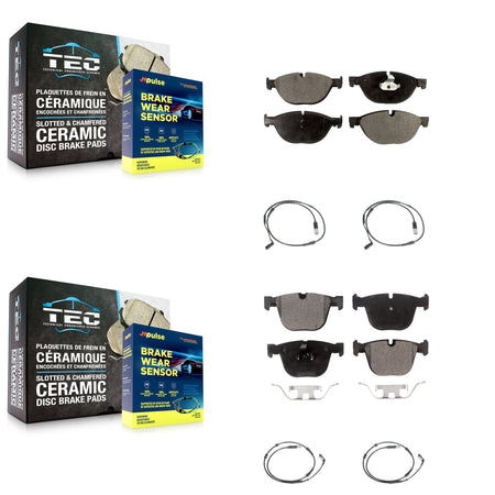 Front Rear Ceramic Disc Brake Pads And Wear Sensors Kit For 2009 BMW 750i 750Li KTW-100551