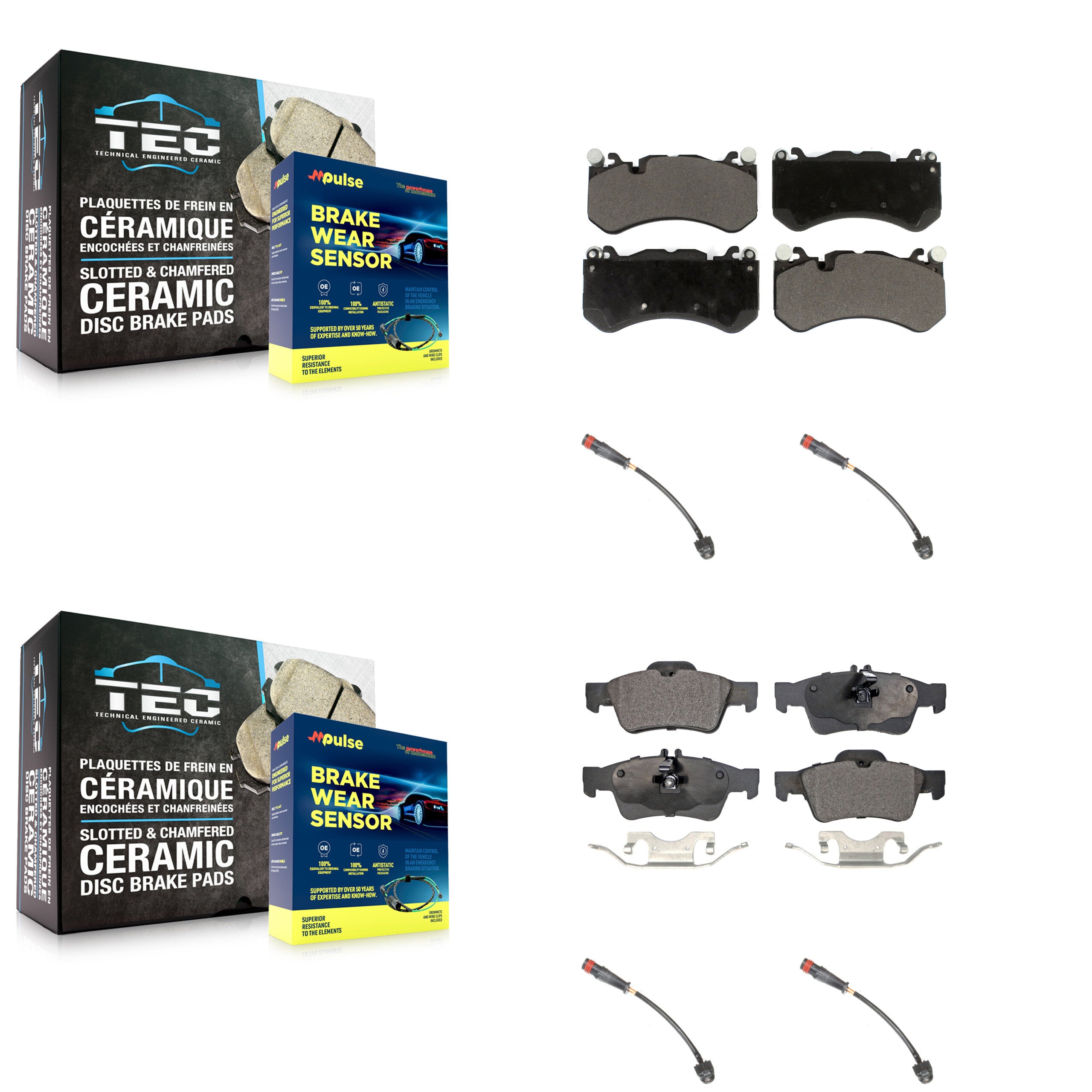 Front Rear Ceramic Disc Brake Pads And Wear Sensors Kit For Mercedes-Benz SL63 AMG SL65 KTW-100552