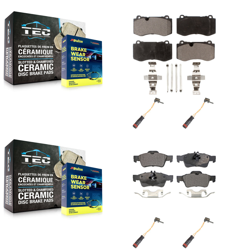 Front Rear Ceramic Brake Pad & Wear Sensor Kit For Mercedes-Benz SL550 With Sport Package KTW-100558