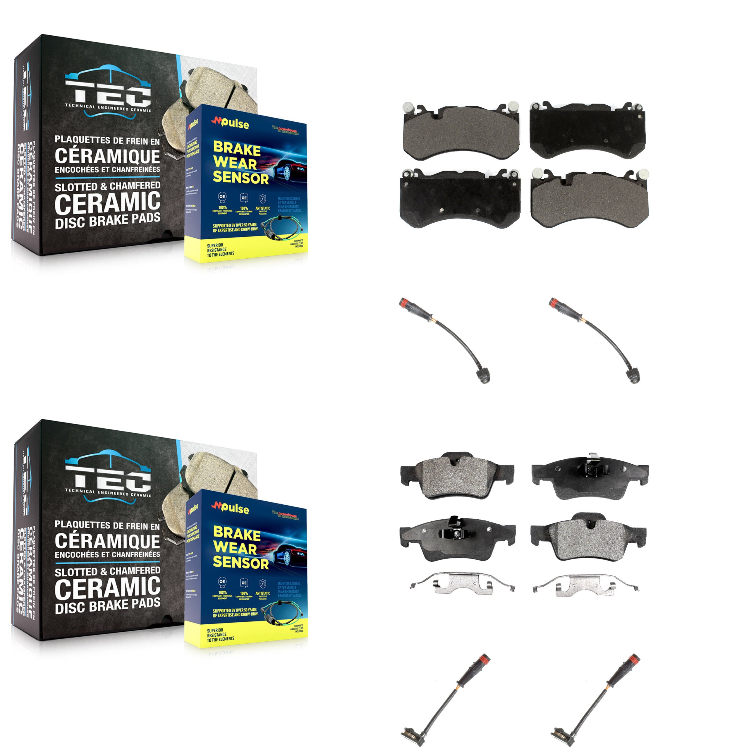 Front Rear Ceramic Disc Brake Pads And Wear Sensors Kit For Mercedes-Benz G63 AMG G65 KTW-100559