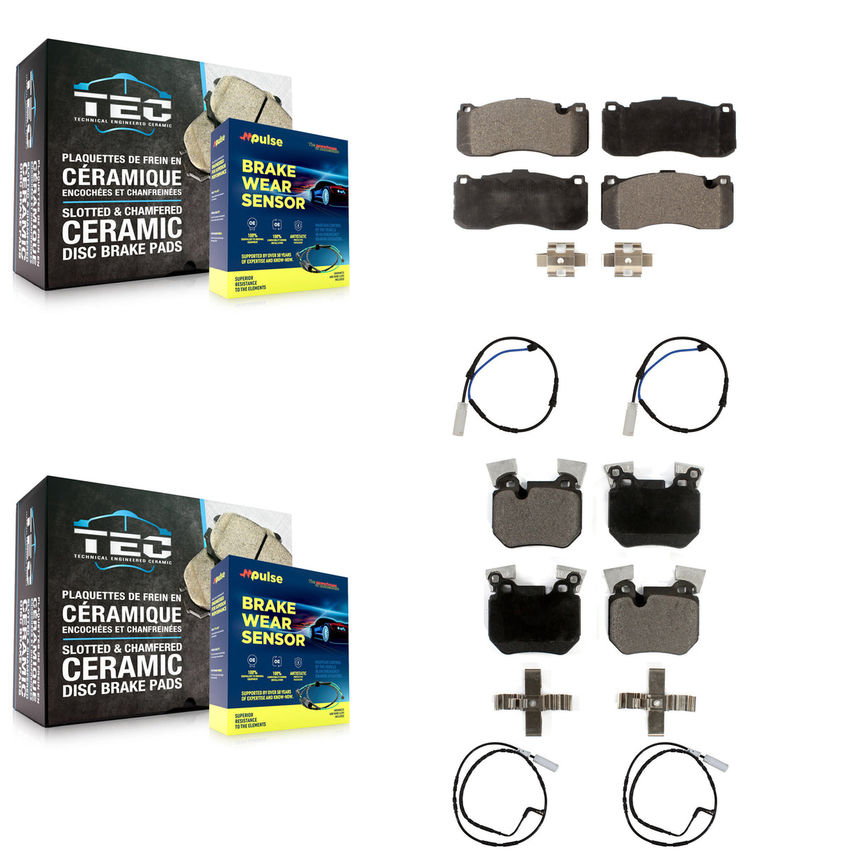 Front Rear Ceramic Disc Brake Pads And Wear Sensors Kit For BMW 135i 135is 3.0L KTW-100572