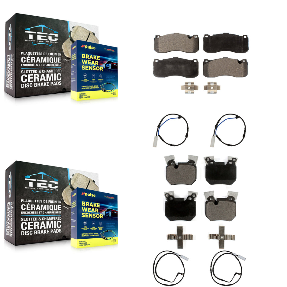 Front Rear Ceramic Disc Brake Pads And Wear Sensors Kit For BMW 135i 135is 3.0L KTW-100572
