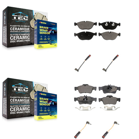 Front Rear Ceramic Disc Brake Pads And Wear Sensors Kit For Mercedes-Benz S500 S430 KTW-100582